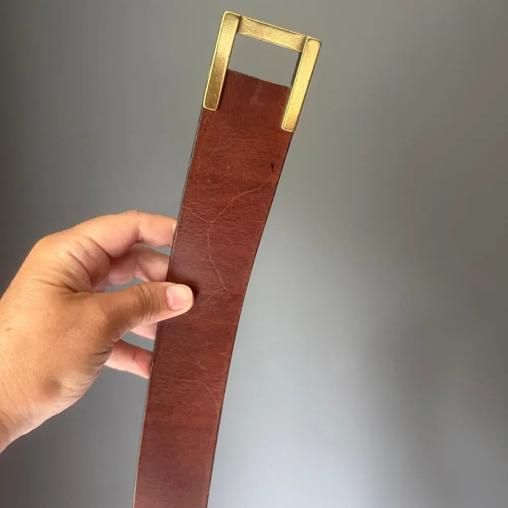 Banana Republic Genuine Italian Leather Belt Brown Brass Buckle Small